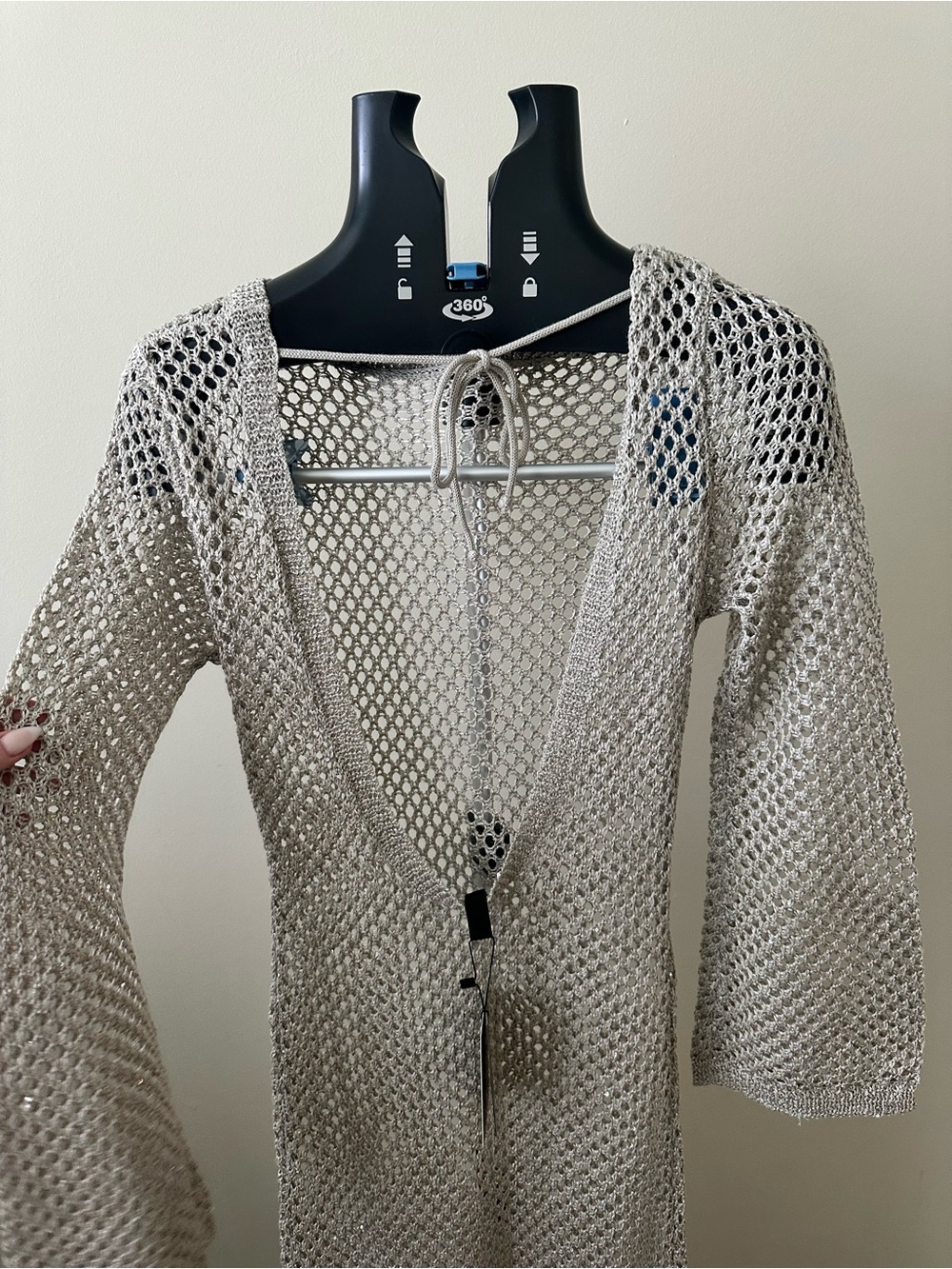 South Beach × Misha Grimes sequin knit long sleeve maxi beach dress in silver - Picture 6 of 7